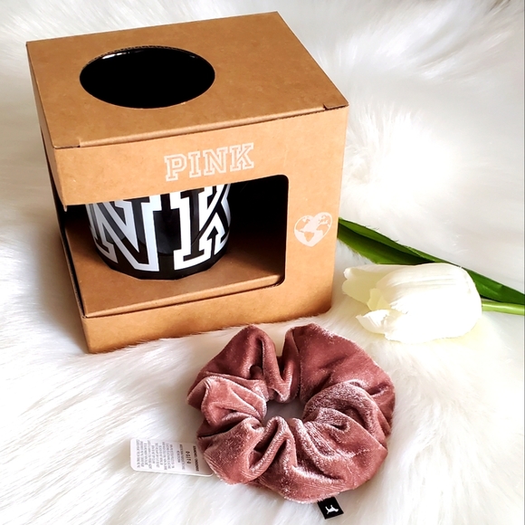 PINK Victoria's Secret Accessories - PINK VICTORIA'S SECRET MUG + PINK VS VELVET SCRUNCHIE